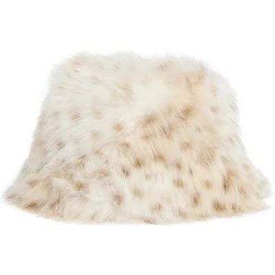 La Fiorentina Plush Faux Fur Bucket Hat In Neutral