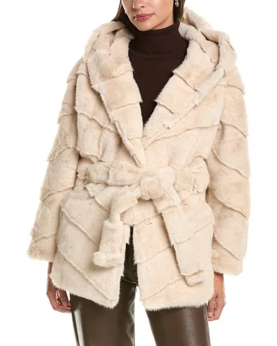 La Fiorentina Plush Faux Fur Jacket In Pink