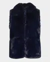 La Fiorentina Plush Faux Fur Reversible Vest In Navy