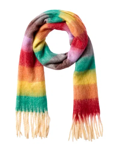 La Fiorentina Plush Fringe Scarf In Animal Print