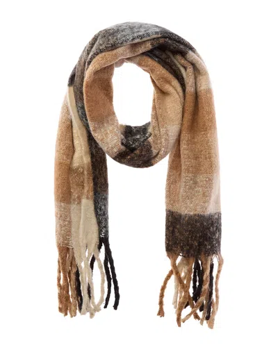La Fiorentina Plush Fringe Scarf In Neutral