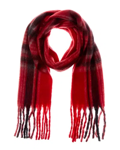 La Fiorentina Plush Fringe Scarf In Red