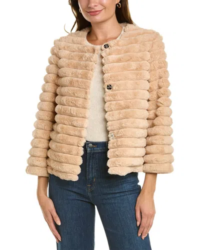 La Fiorentina Plush Jacket In Brown