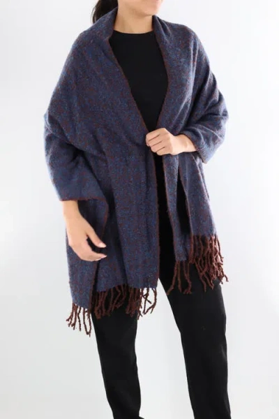 La Fiorentina Plush Scarf With Fringe In Orange