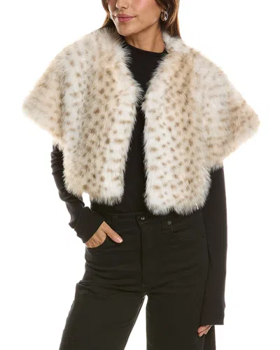 La Fiorentina Plush Spotted Short Capelet In Brown