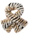 La Fiorentina Plush Striped Pull-through Scarf In Beige