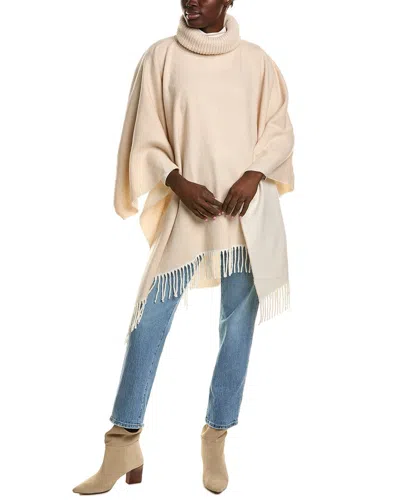 La Fiorentina Poncho With Turtle Neck And Fringe In Beige