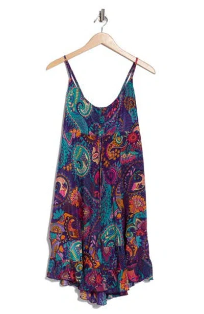 La Fiorentina Print Babydoll Dress In Purple