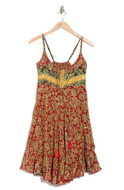 La Fiorentina Print Babydoll Dress In Red