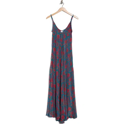 La Fiorentina Printed A-line Maxi Dress In Blue