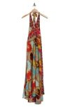 La Fiorentina Printed Maxi Halter Dress In Multi