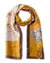 La Fiorentina Floral Print Scarf In Yellow