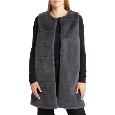 La Fiorentina Quilted Faux Fur Vest In Grey