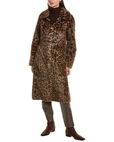 La Fiorentina Reversible Leopard Coat In Multi