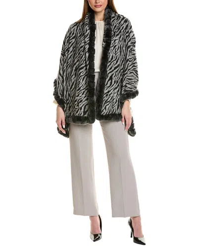 La Fiorentina Reversible Leopard Print Wool Wrap In Black