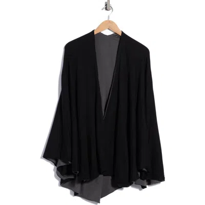 La Fiorentina Reversible Ruana In Black/ Grey