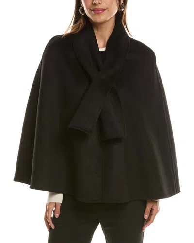 La Fiorentina Scarf Neck Wool-blend Cape In Black