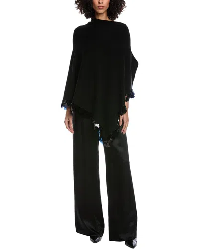 La Fiorentina Sequin Border Poncho In Black