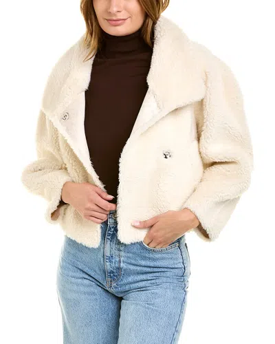 La Fiorentina Short Teddy Coat In Neutral