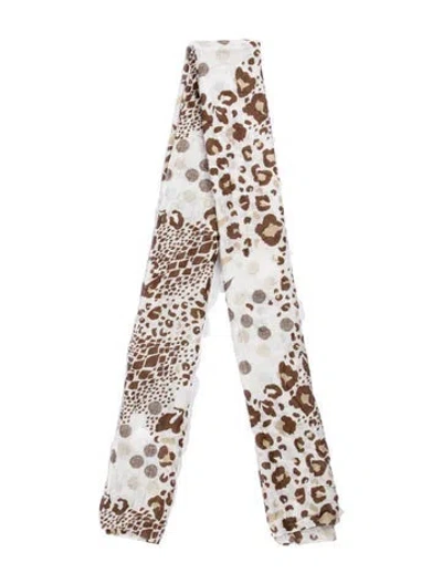 Pre-owned La Fiorentina Silk Animal Print Scarf In Blue