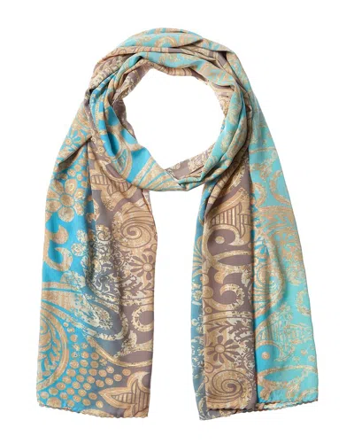La Fiorentina Silk-blend Printed Scarf In Blue