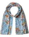 La Fiorentina Silk-blend Printed Scarf In Blue