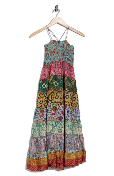 La Fiorentina Smocked Tiered Midi Sundress In Multi
