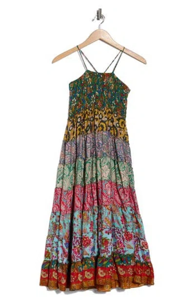 La Fiorentina Smocked Tiered Midi Sundress In Multi