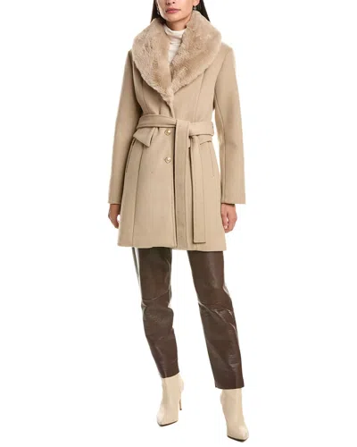 La Fiorentina Soft Faux Fur Coat In Brown