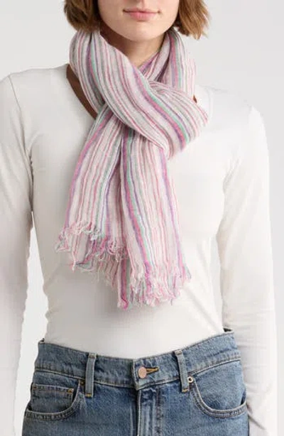 La Fiorentina Stripe Linen Scarf In Multi