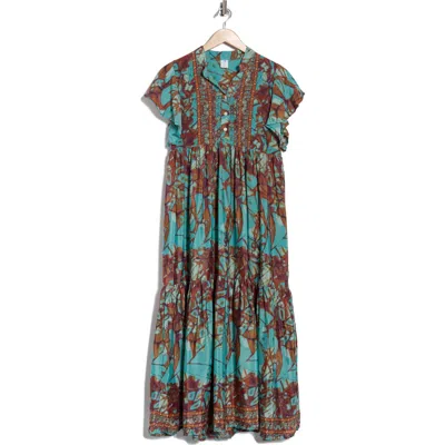 La Fiorentina Tiered Maxi Dress In Blue