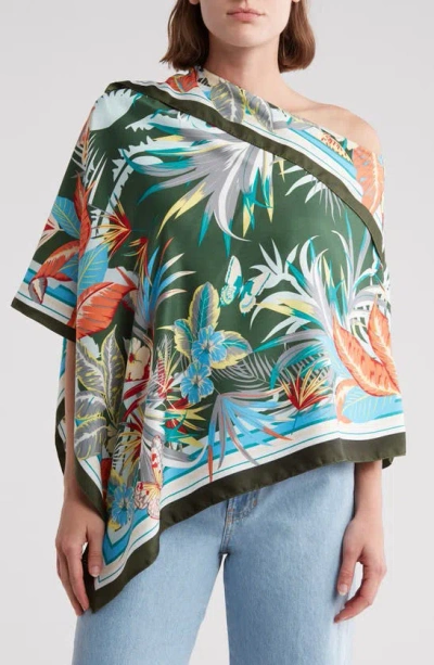 La Fiorentina Tropical Ruana In Green