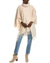 La Fiorentina Poncho With Turtle Neck And Fringe In Beige