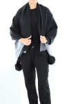 La Fiorentina Two Tone Scarf With Faux Fur Poms