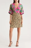 La Fiorentina V-neck Three-quarter Sleeve Dress In Brown