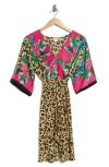 La Fiorentina V-neck Three-quarter Sleeve Dress In Multi