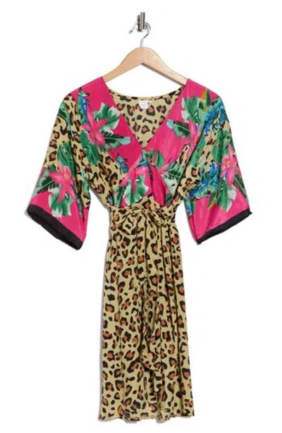 La Fiorentina V-neck Three-quarter Sleeve Dress In Green