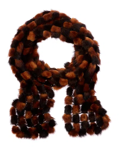 La Fiorentina Whiskey & Black Mink Scarf