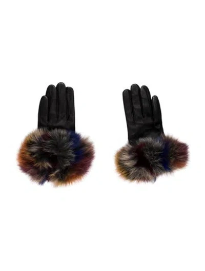 Pre-owned La Fiorentina Winter Leather Gloves In Black