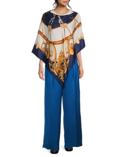 LA FIORENTINA WOMEN'S BAROQUE PRINT SATIN PONCHO
