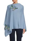 La Fiorentina Women's Butterfly Embroidered Knit Poncho In Blue