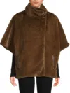 La Fiorentina Faux Fur Cape In Brown