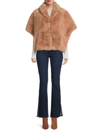 La Fiorentina Women's Faux Fur Cape Jacket In Camel