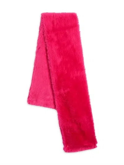 La Fiorentina Women's Faux Fur Scarf In Fusha In Red