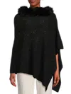 La Fiorentina Women's Faux Fur Trim Embellished Poncho In Black