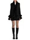 La Fiorentina Women's Faux-fur-trim Ruana In Black