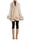 La Fiorentina Women's Faux-fur-trim Ruana In Neutral