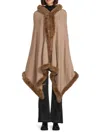 La Fiorentina Women's Faux Fur Trim Wrap In Brown