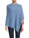 La Fiorentina Pearl Trim Detail Poncho In Blue