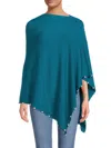La Fiorentina Women's Faux Pearl Embellished Poncho In Peacock Blue
